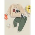thumbnail image 4 of Jxzom Toddler Baby Boy Fall Winter Clothes Funny Rugby Tractor Print Long Sleeve Sweatshirt Tops Solid Pants 3 6 12 18 Months 2T 3T Cute Outfit Set, 4 of 8