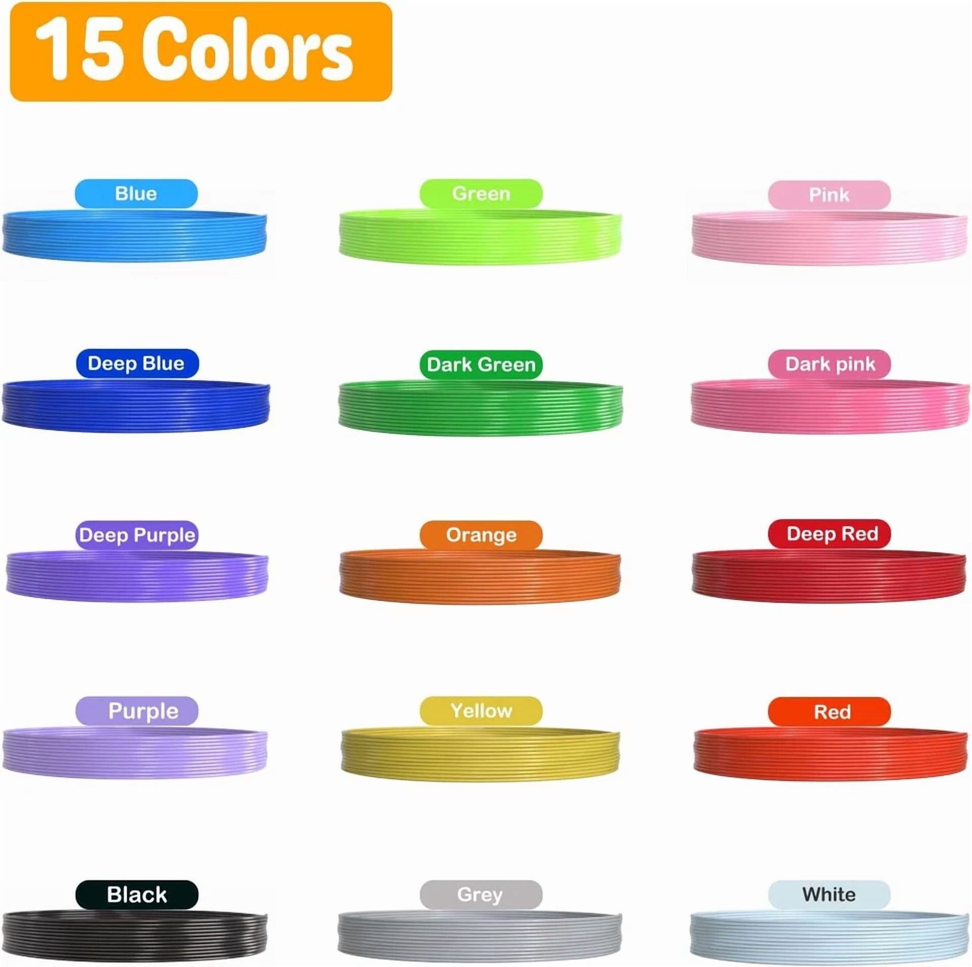 BUTTERFLY- 3D Pen Filament Refills 15 Colors, 16 Ft Per Color Total 240 Ft, 1.75 Mm Filamen