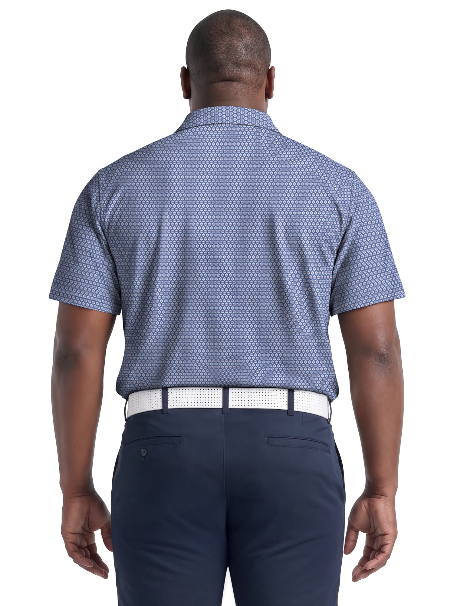 Ben Hogan Performance Men's & Big Men's Flower Geo Print Short Sleeve Golf Polo Shirt, Sizes S-4XLT