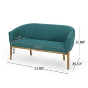 Christopher Knight Home Galena Teal Channel Stitch Fabric Loveseat