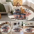 thumbnail image 6 of 250 Years of Freedom Round Living Room Rugs 8 ft, Independence Day Patriotic Boots Hat Retro Washable Large Area Rug with Non-Slip Sturdy Edge Binding Round Carpet for Dining Room Kitchen Office, 6 of 9