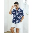 thumbnail image 3 of Wespornow Mens Hawaiian Shirts Short Sleeve Floral Tropical Beach Casual Button Down Shirts Dark Blue XXL, 3 of 7