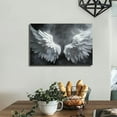 thumbnail image 6 of Shadudu  Large Black and White Canvas Wall Art, Angel Wings Wall Art Decorative Painting Modern Abstract Canvas Painting  Print Living Room Bedroom Home Decor 36x24in, 6 of 7