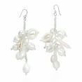 thumbnail image 2 of AeraVida Elegant White Cluster of Pearl, Shell & Crystal Statement Dangle Earrings, 2 of 5