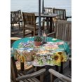 thumbnail image 2 of Outdoor Tablecloth with Umbrella Hole for Patio/Picnic/Party/Camping, Farmhouse Floral Pig Waterproof Table Cloth Round Cover Washable, Spring Sunflowers Butterfly Teal Green (Dia 54"), 2 of 9