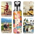 thumbnail image 7 of Yayeee 20oz Insulated Water Bottle Double Wall Stainless Steel with Flip Straw Lid, Art Geometric, 7 of 7