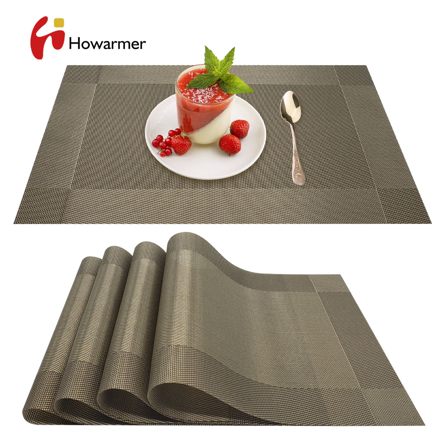 Placemats Heat-Resistant Washable Woven Anti-Skid PVC Dinner Table Mats  Leaves
