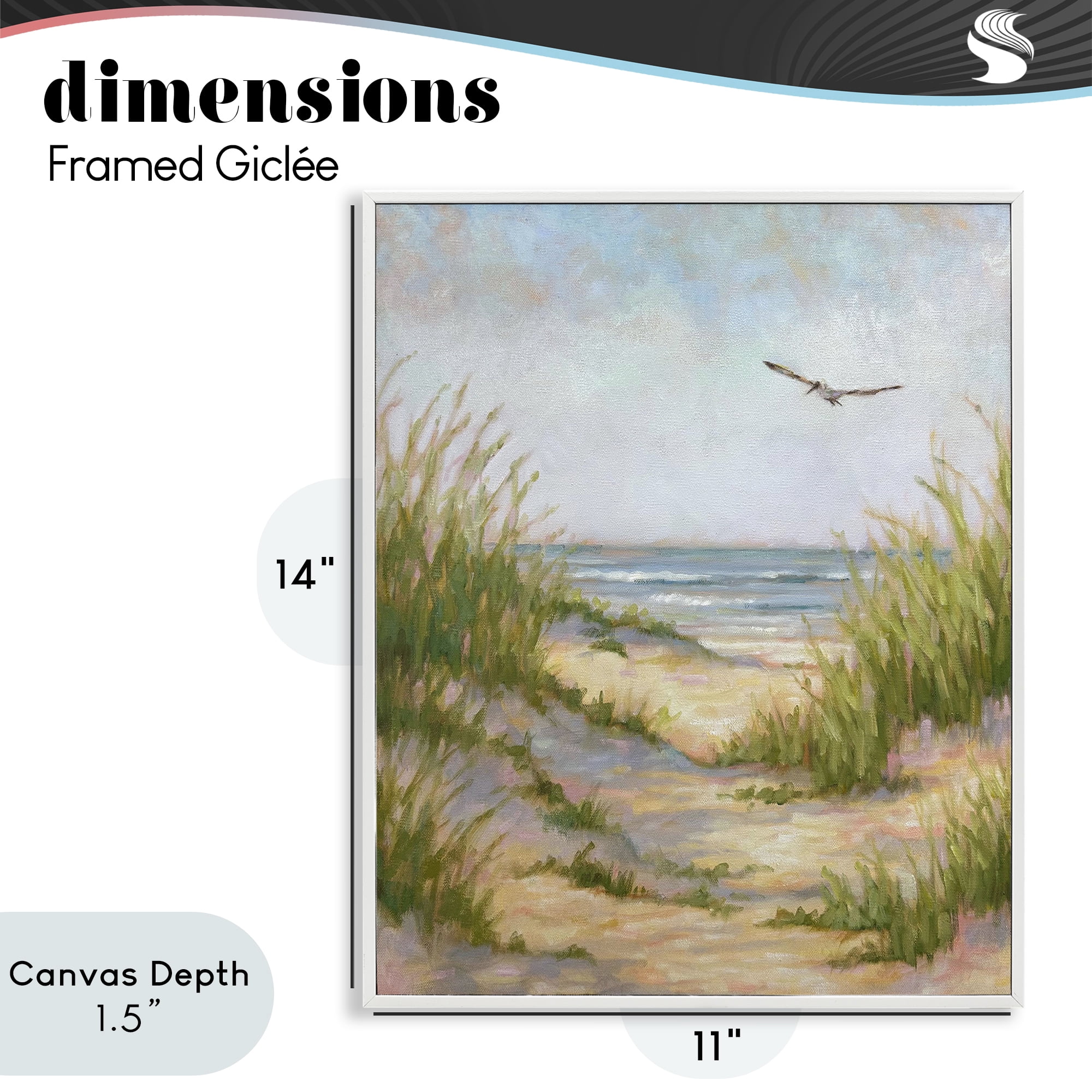 Stupell Industries Peaceful Beach Sand Dunes White Framed Giclee Art, design by Linda Sperruzzi