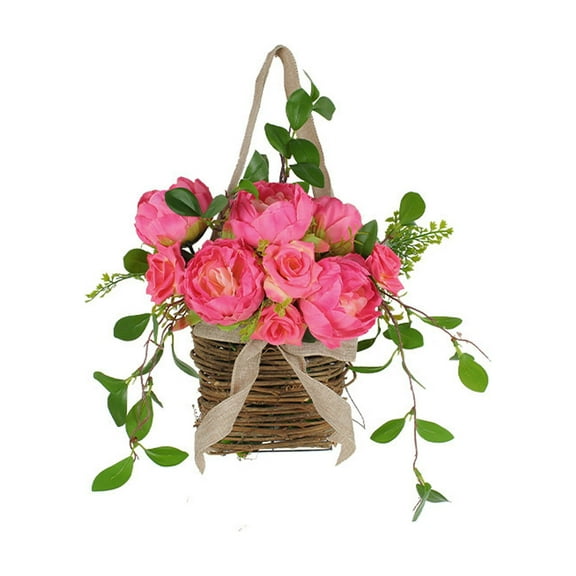 EUDIDV Artificial Flowers Rose Wreath Simulation Wreath Plant Door Hanging Home Hanging Basket Decoration;for Home Decor