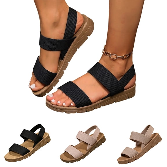 Women's Summer Fashionable Slip on Slingback Flat Sandals, Comfortable Casual Walking Shoes for Beach, Simple Comfortable Shoes for Indoor and Outdoor 39