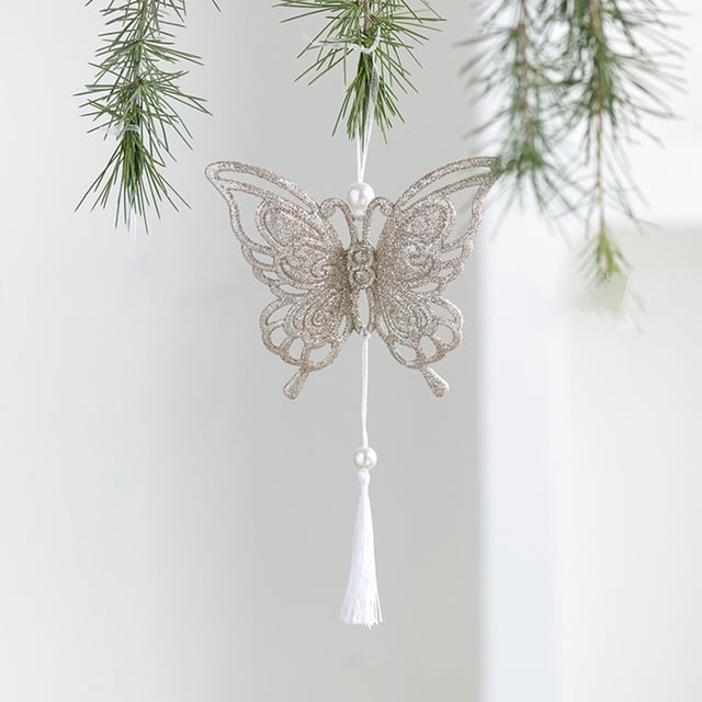 Christmas Tree Decorations Glitter Lace Snowflake Heart Butterflies Hangings Christmas Ornament