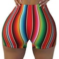 thumbnail image 2 of Gukieu Mexican Serape Blanket Stripes Print Women's Sports Shorts, Elastic Waist High Stretch Running Yoga Gym Sweatpants-Medium, 2 of 8