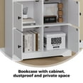 thumbnail image 5 of IRONCK 5-Tier Bookcases with Doors, 63" Tall Cube Storage Shelf, Freestanding Bookshelf for Home Office Living Room, White, 5 of 9