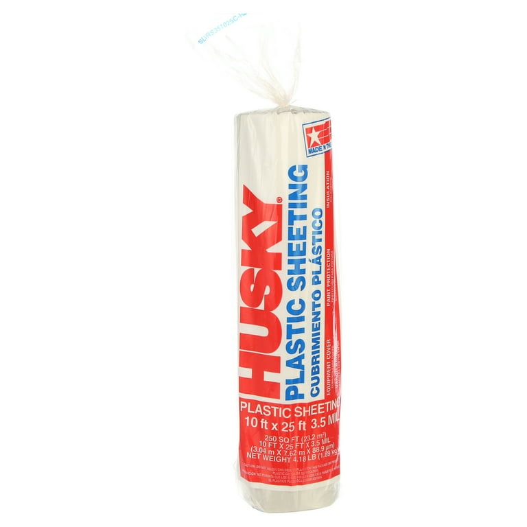 Husky 3.5 Mil Clear Polyethylene Sheeting, 10 foot by 25 foot Husky 3.5 Mil Clear Polyethylene Sheeting, 10 foot by 25 foot