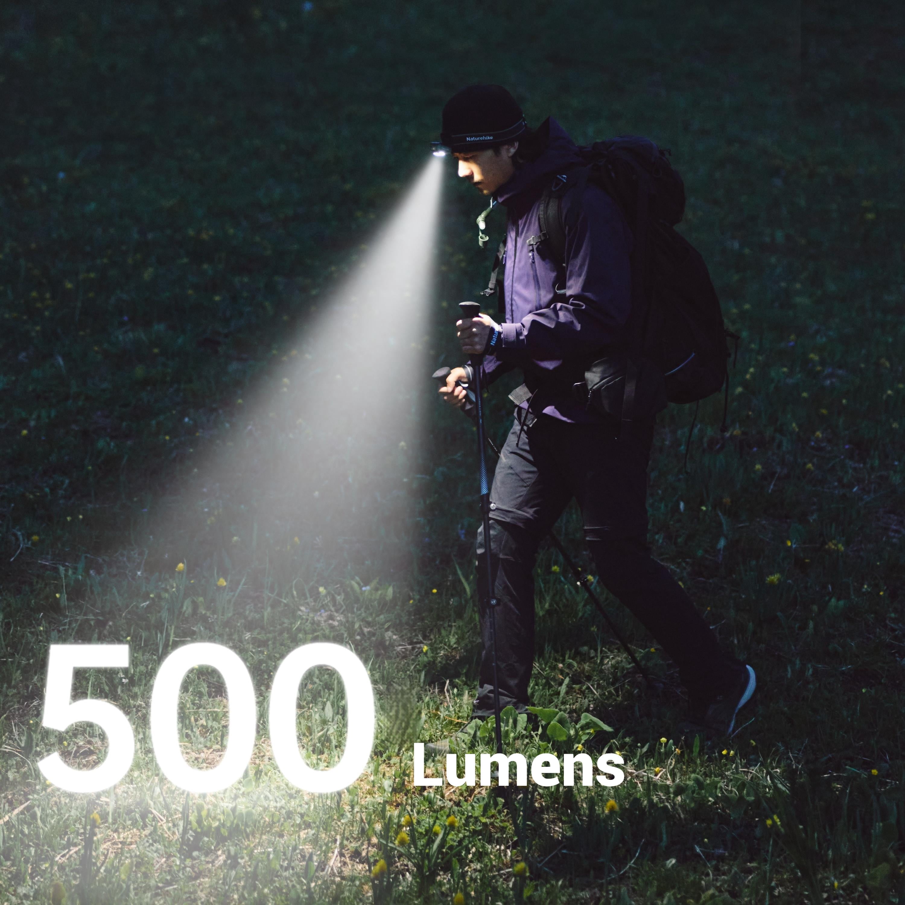 Naturehike, Portable headlamp, Rechargeable headlamp, Motion Sensor Switch，CREE lamp beads, 500lm lumens, 80°adjustable angle,  waterproof IP 66.