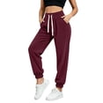 thumbnail image 2 of Qingpeng Womens Corduroy Jogger Pants Drawstring Waisted Cuffed Ankle Casual Trousers Trendy Daily Long Pants with Pockets, 2 of 9