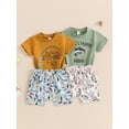 thumbnail image 4 of Aojekbee Baby Boys Summer Outfits Letter Print Short Sleeves T-Shirt and Elastic Fish Print Shorts Set for 2 Piece Clothes Set, 4 of 10