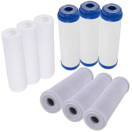 Gtc 200 Adjustable Carbon - Yescom 9 Pcs Filter Replacement for Reverse Osmosis Set RO Water Sediment Carbon Block GAC