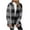 Dark Gray, variant on Women's Fleece Plaid Jacket Long Sleeve V Neck Coats Open Front Sherpa Shacket Fall Winter Warm Outwear