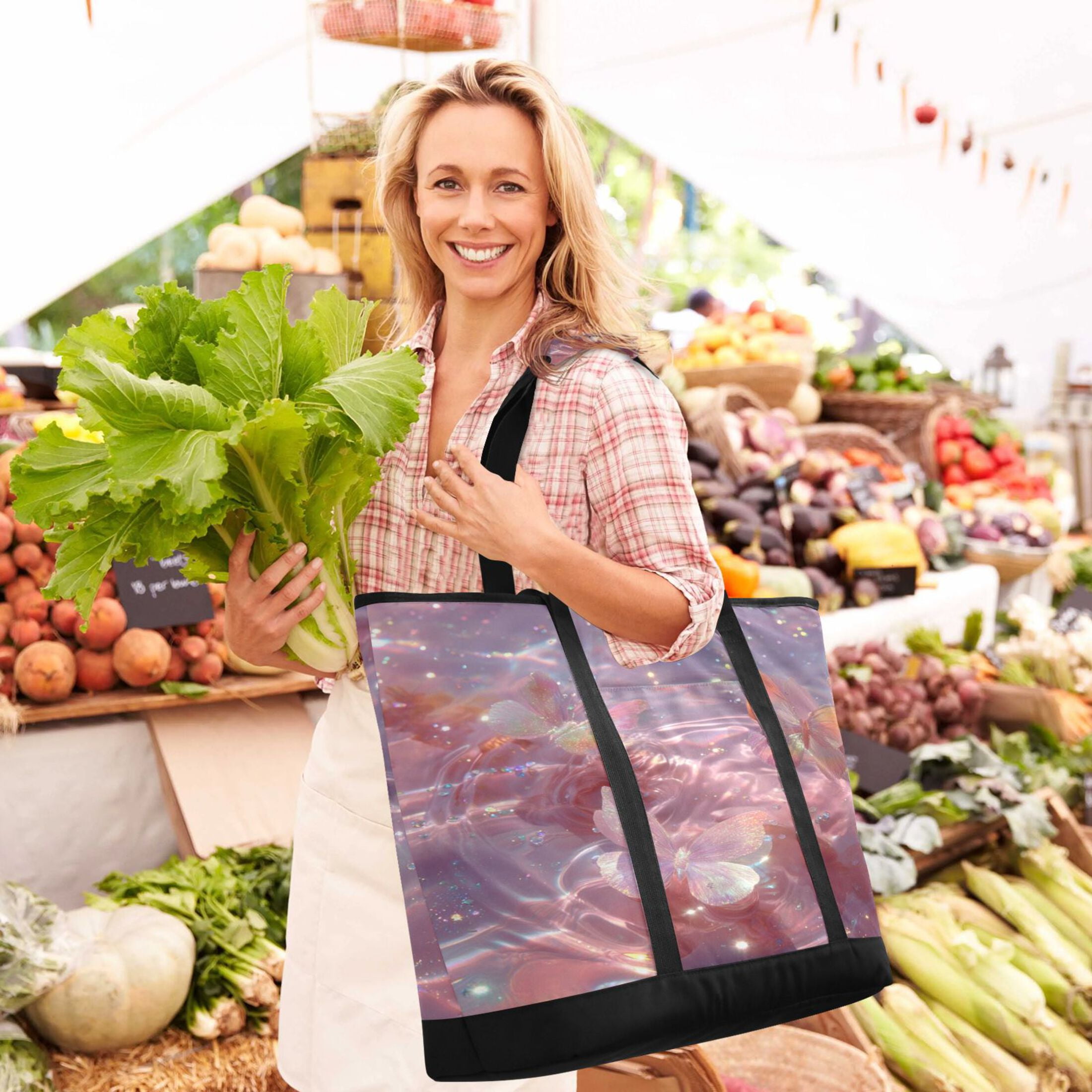 Large Hand-held Ice Pack Picnic Bag Insulation and Refrigeration Suitable for Shopping Picnics and Camping Dream Butterfly