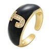 onhuon adjustable gold initial letter open ring women alphabet rings women's signet ring gold tone alphabet rings
