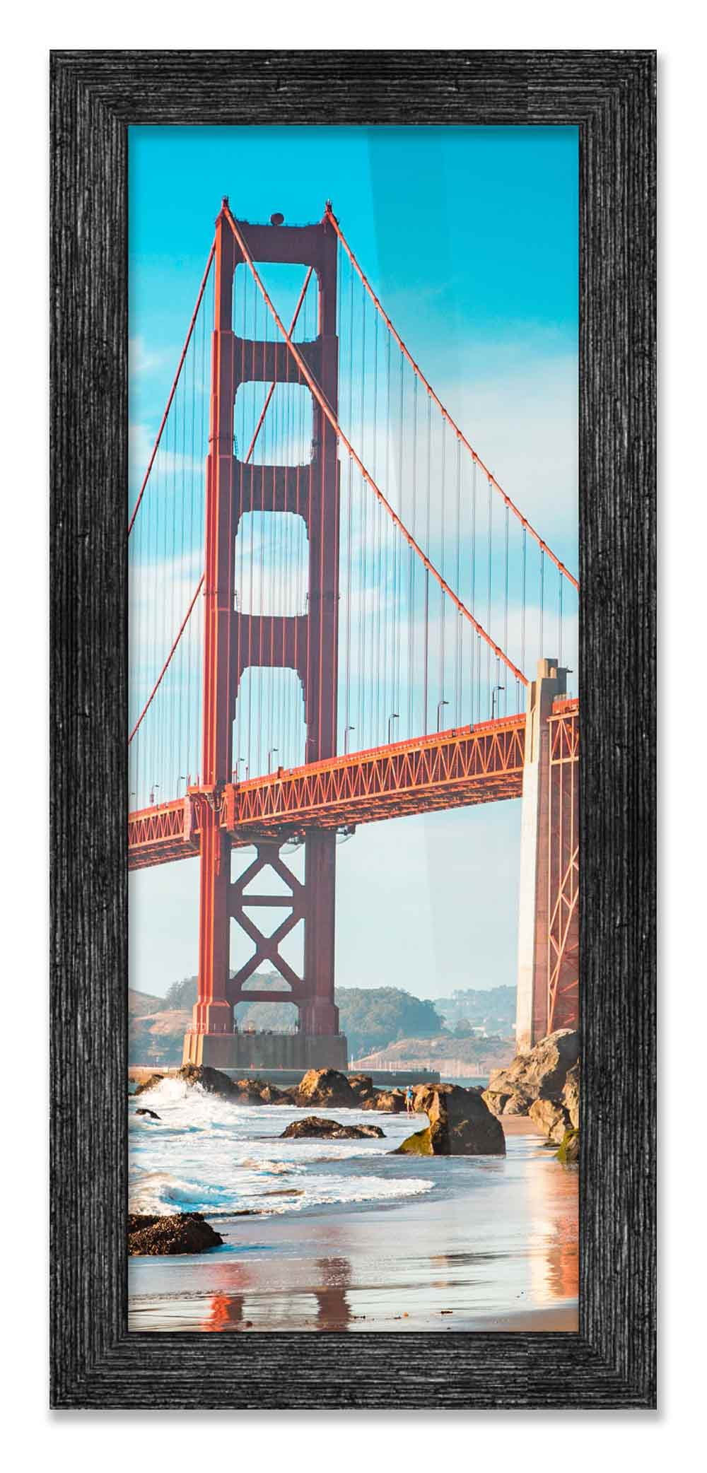 18x48 Frame Black Rustic Barnwood Solid Wood Picture Frame | 1.5 Inch Moulding Width | Includes UV