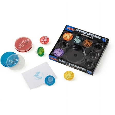 Melissa & Doug Handle Stampers Set: Favorite Pets - 8 Knob Stamps and 2 Ink Pads
