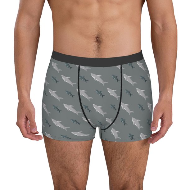 Balery Cute Shark Calzoncillos bóxer para hombre, ropa interior de algodón suave y transpirable con cinturilla de nailon-Large