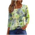 thumbnail image 2 of Fiudx Ropa de Mujer Blusa de Manga 3/4 a La Moda para Mujer, Camiseta Estampada, Top Informal, 2 of 5