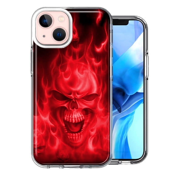 MUNDAZE Apple iPhone 13 Mini Red Flaming Skull Double Layer Phone Case Cover