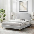thumbnail image 2 of Platform Bed Frame, Twin Size, Velvet, Light Grey Gray, Modern Contemporary Urban Design, Bedroom Master Guest Suite, 2 of 10