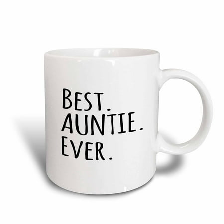 3dRose Best Auntie Ever - Family gifts for relatives - black text, Ceramic Mug,