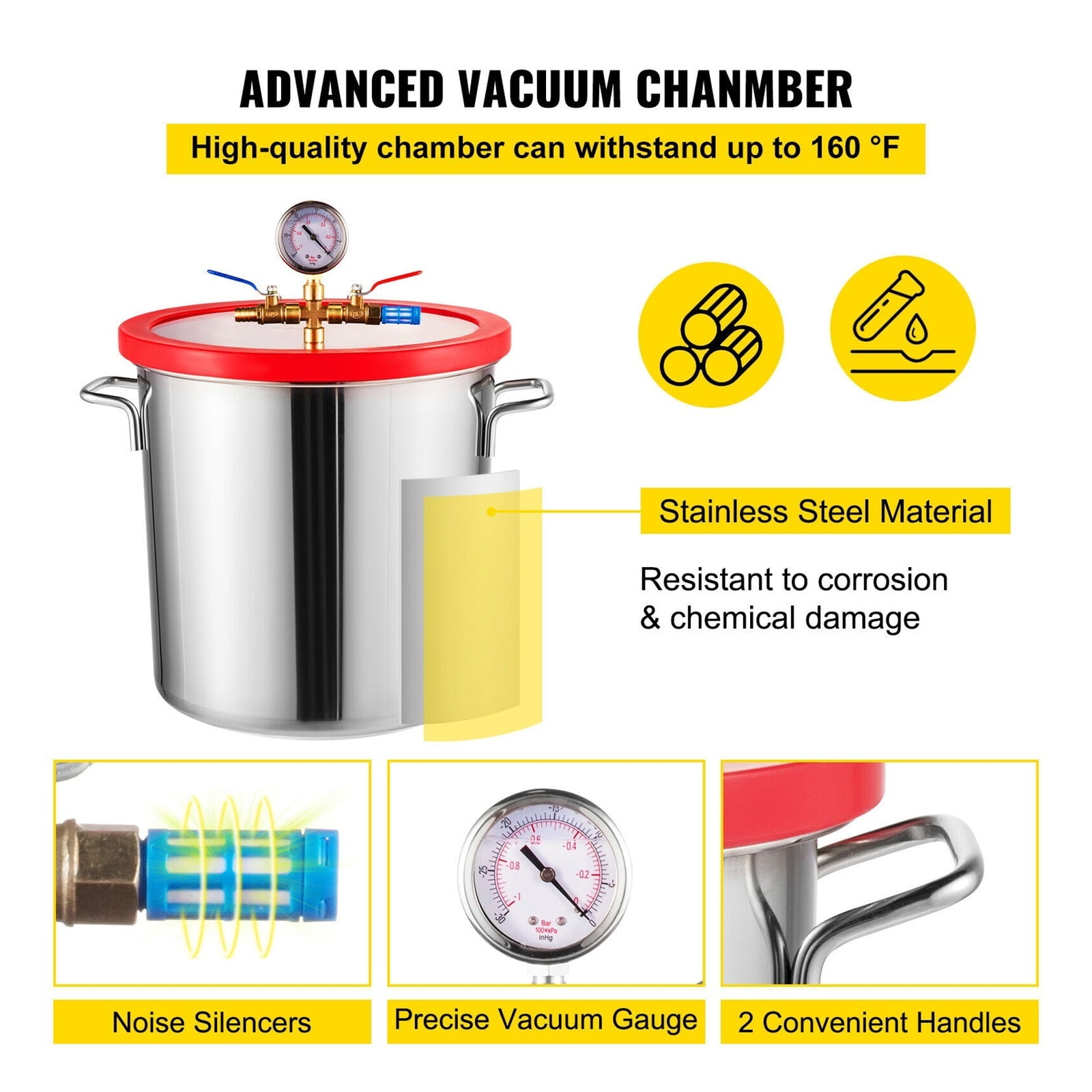 3CFM 1/4HP Vacuum Pump Refrigeration With Vacuum Chamber For Household Vacuum Packing Air Condition Automobile Maintenance