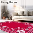 thumbnail image 2 of ODIKA 6'x9' Machine Washable Non-Slip Area Rug, Joyful Lavatory Accessory Showcasing Snowy Wonderland High Traffic Rug, Red, 653940, 2 of 7