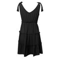 thumbnail image 4 of Women's Summer Casual V Neck Sleeveless Mini Dress Tie Shoulder Width Layered Ruffles Flowing A Line Skirt Short Skirt Womens with Pockets Long Dresses plus Size Maxi Dresses Tunic Shirt Dress Short, 4 of 6