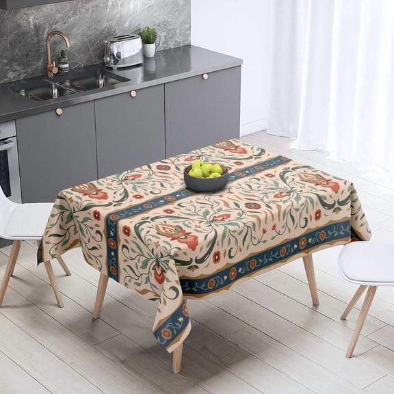 XAJAT 52‘‘x52'' Plants Prints Rectangle Tablecloth, Cotton Linen Table Covers