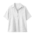 thumbnail image 7 of Endives Women's Linen Shirt Short Sleeve Shirt Collared Blouse for Women Casual Button Down Shirt Beach Vacation Outfits Hawaiian Shirt for Women Clear L, 7 of 7
