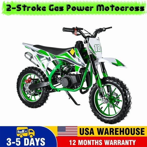 49cc Dirt Bike for Kids 8-14, Gas-Power Mini Dirt Bike, 25 MPH Max Speed, Front & Rear Disc Brakes, Shock Absorption, Padded Seat, Kids Motorcycle, Mini Motorcycle