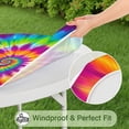 thumbnail image 5 of Colorful Rainbow Tie Dye Spiral Pattern Round Fitted Tablecloth with Elastic Edge,Dining Table Cover Waterproof,Outdoor Round Tablecloth for Camping,Dining,Indoor and Outdoor, 5 of 7