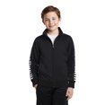 thumbnail image 1 of Sport-Tek® Chaqueta de chándal Tricot con sublimación de puntos para jóvenes. YST93 Negro/ Gris Hierro XS deporte-tek YST93, 1 of 1