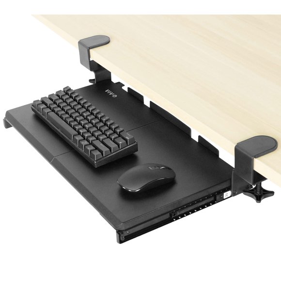 VIVO Small Keyboard Tray, Under Desk Pull Out with Extra Sturdy C Clamp Mount System, 20 Inches (26 Inches Including The Clamps) x 11 Inches Slide-Ou