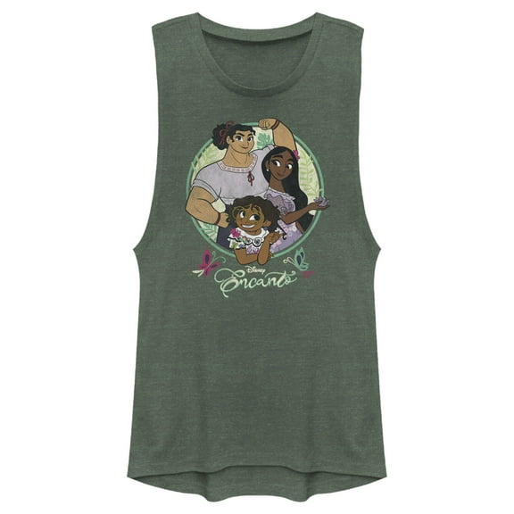 Junior's Encanto Mirabel, Isabela & Luisa Magical Sisters Festival Muscle Graphic Tee Pine Green Heather X Large