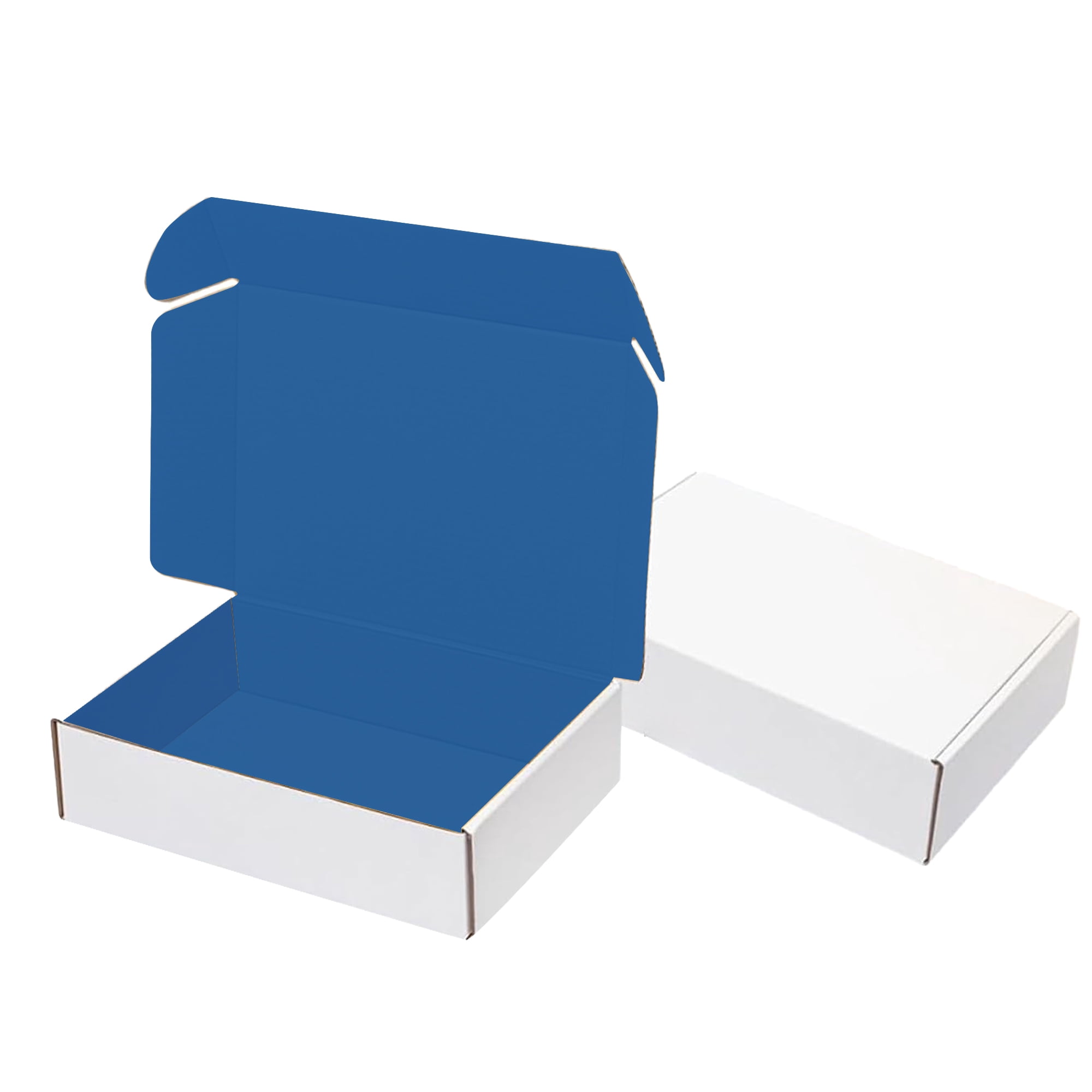 Ucanpack Corrugated White (Blue Inside) Medium Mailer Box ECT-32 Heavy Duty Moving Box , 8 x 4 x 4" - 50 Pcs