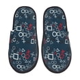 thumbnail image 2 of KLL Navy Blue Geometric Slippers for Women Men House Slip on Indoor Outdoor Bedroom Furry Fleece Lined Ladies Comfy Anti-Skid Rubber Hard Sole-Large, 2 of 8