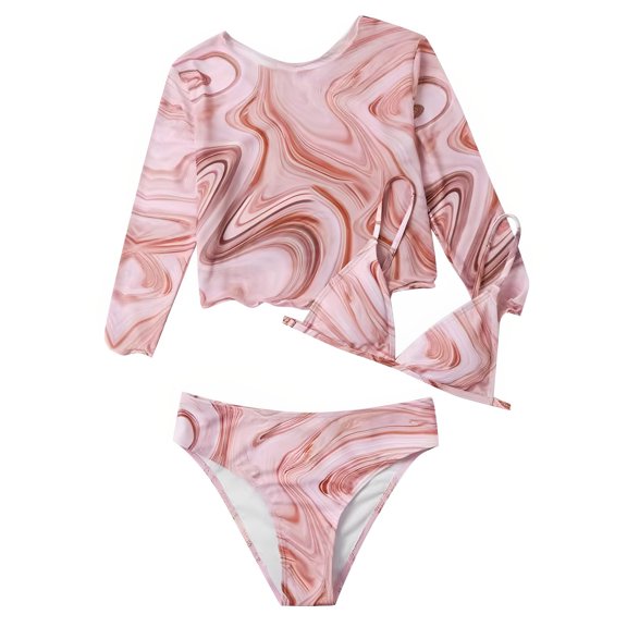 Gerichy Toddler Girl Swimsuit,Girls Bathing Suit Toddler Baby Girl One-Piece Swimsuit Floral Print Long Sleeve Rashguard Swimwear 6M 12M 18M 24M 3T 4T Kids Ruffle Bathing Suit