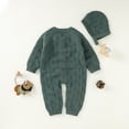 thumbnail image 2 of Baby Romper Knit 100%Cotton Newborn Girls Jumpsuit Outfits 2PCS Infant Kid Solid Ruffle Playsuit Hat Clothing Long Sleeve Autumn, 2 of 6