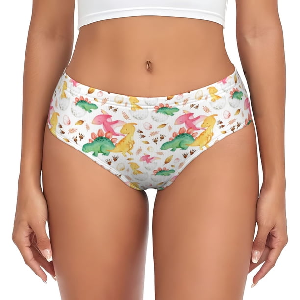 Fotbe Cute Baby Dinosaurs Calzones Estampados para Mujer – Ropa Interior de Algodón, Cómoda, Suave y Elástica-Medium