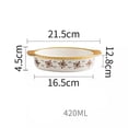 thumbnail image 2 of 420ML Oval Ceramic Baking Pan Cheese Baked Rice Pan Creative Spaghetti Plate Double Ears Oven Baking Vegetable Plate, 2 of 4