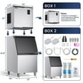 thumbnail image 2 of Coolake 22" 550 lbs Commercial Ice Maker with 360 lbs Storage, Stainless Steel Freestanding Ice Machine, 115V, 2 of 7