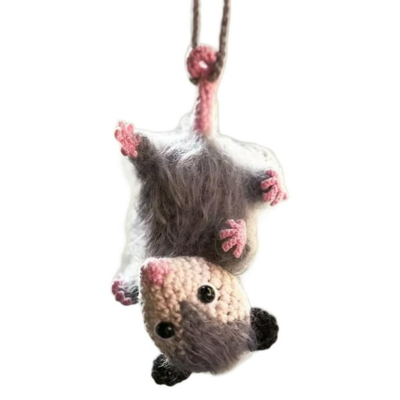 Hangs Possum Car Charm Handmade Crochet Knitted Possum Car Pendant Car Hanging Car Decoration Opossum Lovers Gift